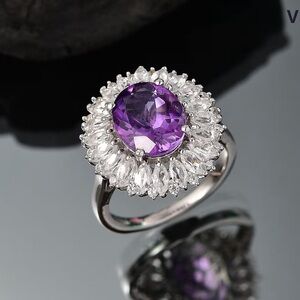 African Amethyst Sunflower Ring